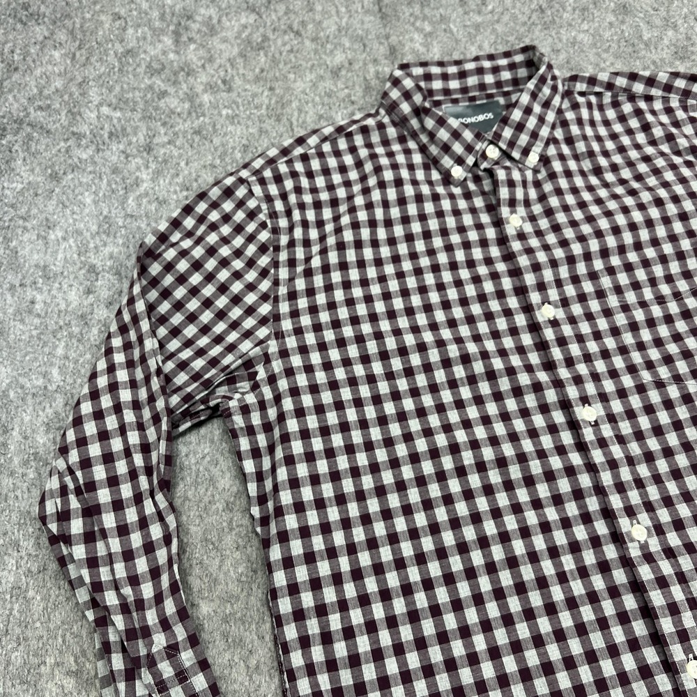 Bonobos Shirt Mens L Purple Gray Check Slim Fit Long Sleeve Button Down Preppy - Picture 5 of 16